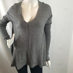 LAMB tunic black and grey striped sweater vintage long sleeve